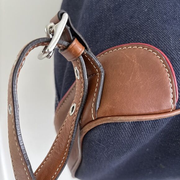 VGUC Vintage Coach Denim Day Chambray Brown Leather Trim backpack 9” X 11” - Picture 7 of 14